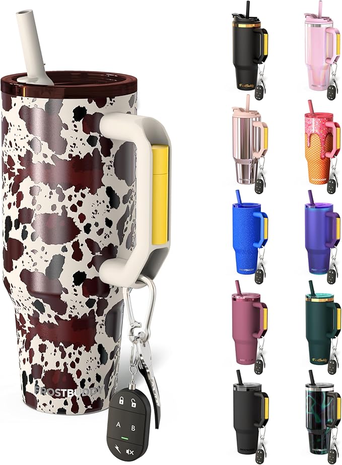 Frost Buddy Thicc Buddy - 40 oz Stainless Steel Vacuum Insulated Tumbler with Lid and Straw for Water - Travel Mug Cupholder Friendly - Gifts for Women Men Him Her (Cowabunga)