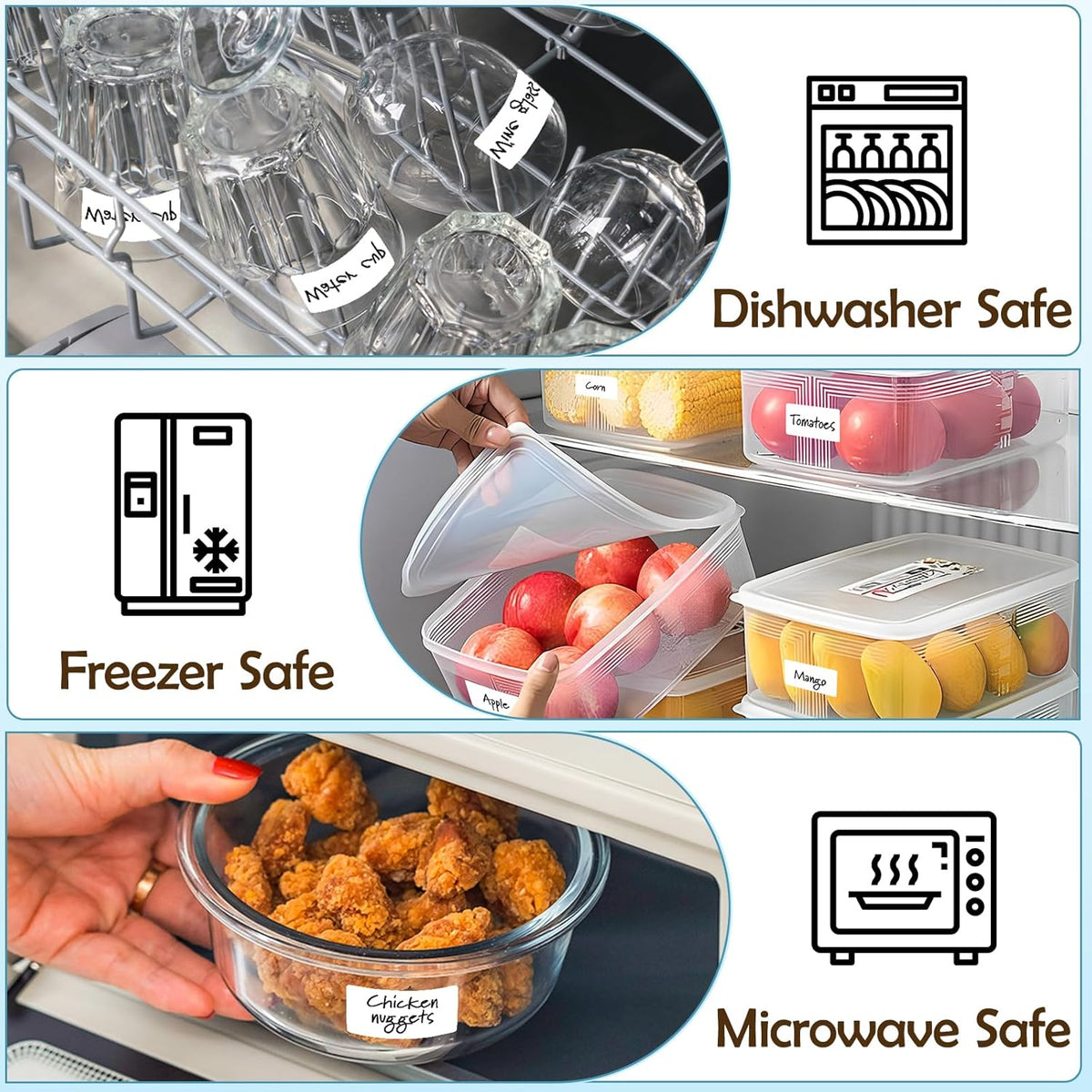 1400Pcs 1"x2" Blank Removable Freezer Labels, No Residue Food Labels, Waterproof & Oil-Resistant & Tear-Resistant Stickers for Food Containers, Jars, Pantry Organization