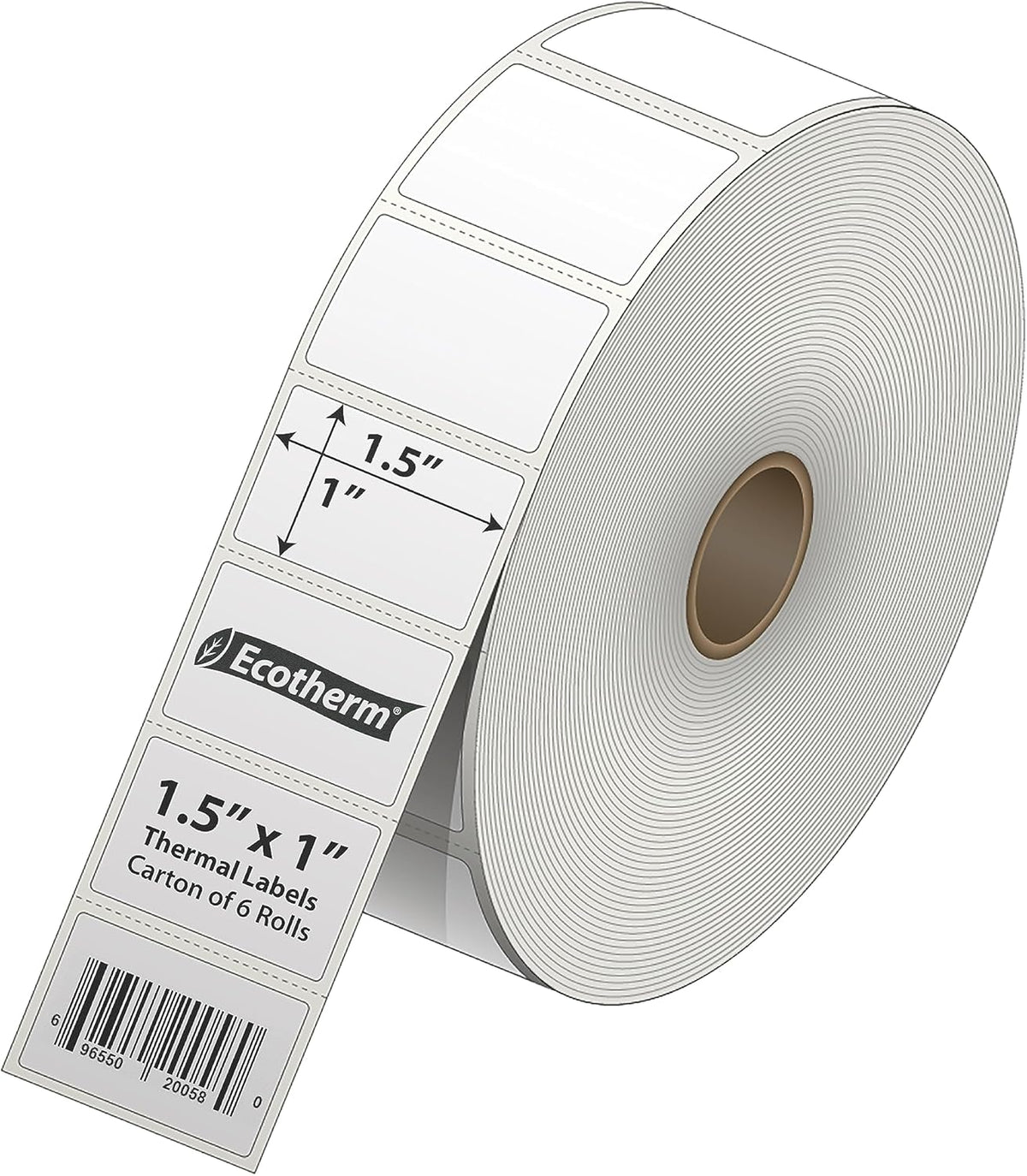 1.5" x 1" Thermal Labels | 6 Rolls | 11400 Labels | fits Zebra, Godex, Arkscan, iDPRT, Offnova Thermal Label Printers and More | Blank White Adhesive Stickers by Ecotherm