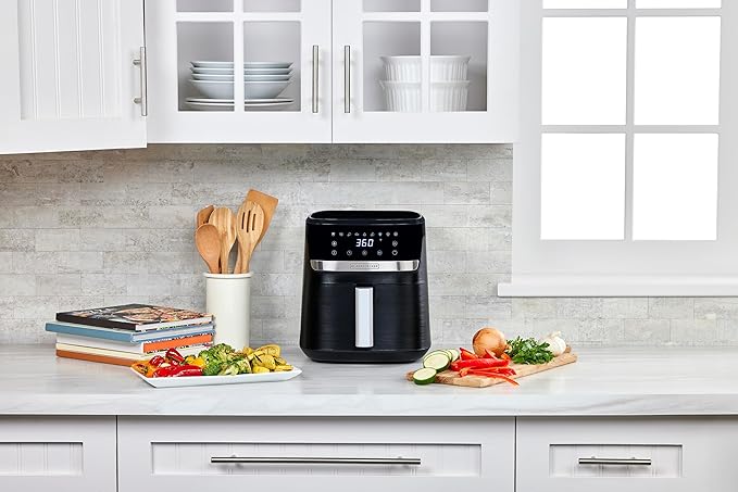 BLACK+DECKER Purifry 6QT Air Fryer, Crispy Deep Fried Taste without the Fat, Plus Bake, Dehydrate, and Keep Food Warm, Digital Touchscreen and Auto Shut-Off