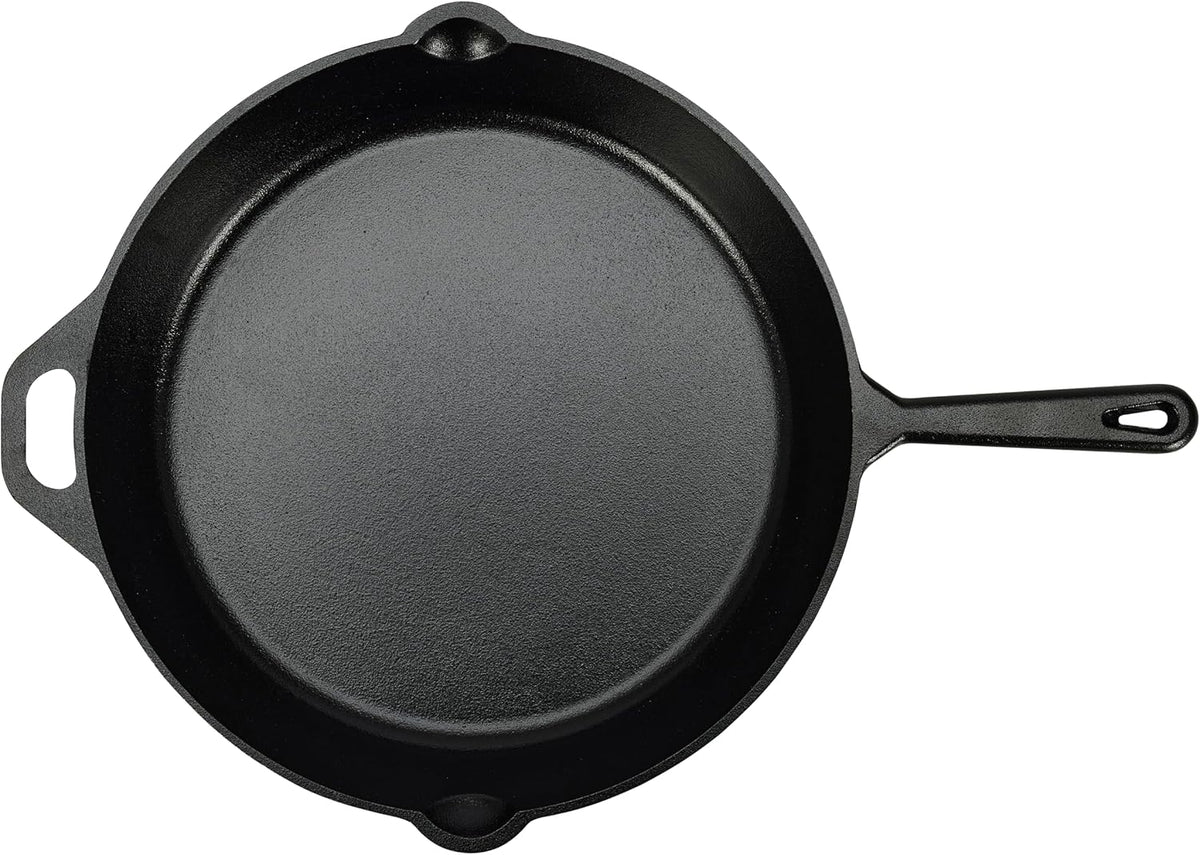 Amazon Basics Pre-Seasoned Cast Iron Skillet, Oven Safe, Even Heating, Heavy-Duty & Large, 15-Inch, Black