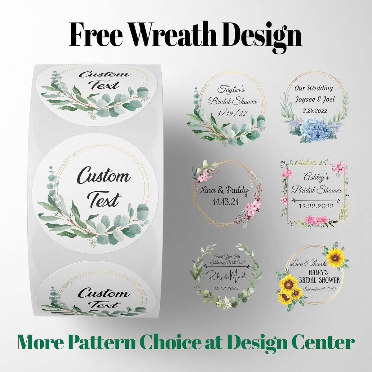 150 Custom Circle/Square BOPP Roll Labels- Personalized Stickers for Business Logo, Party, Wedding Favor, Baby Shower-Any Design Text + Image, Matte/Gloss Finish (2 Inch Square)