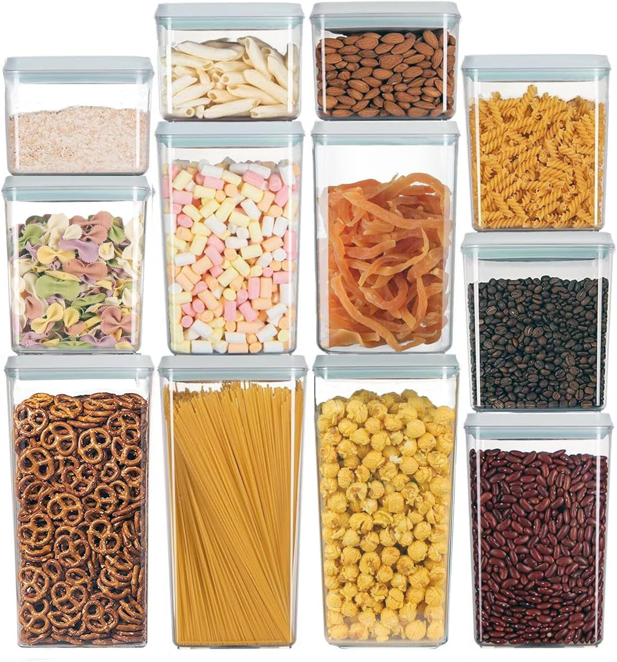Pop Containers with Lids - Stackable Airtight Food Storage, Kitchen Pantry Storage Containers for Snacks Candy Salt Herbs Spices BPA-Free (12PCS (1.2 + 2.0 + 2.7 + 3.3 Qt) * 3)