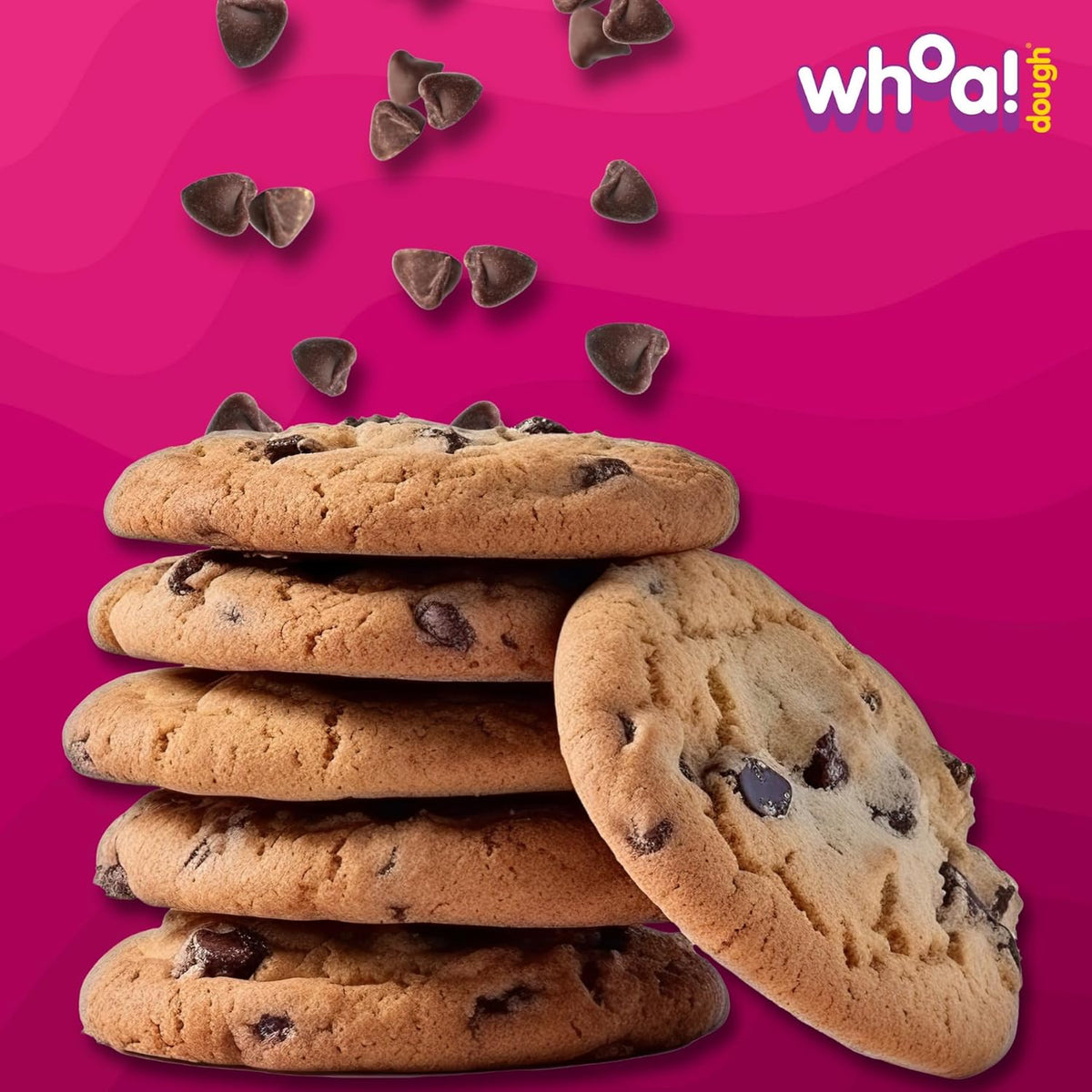 Whoa Dough Ready to Bake Cookie Dough Chocolate Chip – Certified Non-GMO, Kosher, Gluten Free – Plant-Based Snack Dough Made with Real Ingredients – 6 Pack