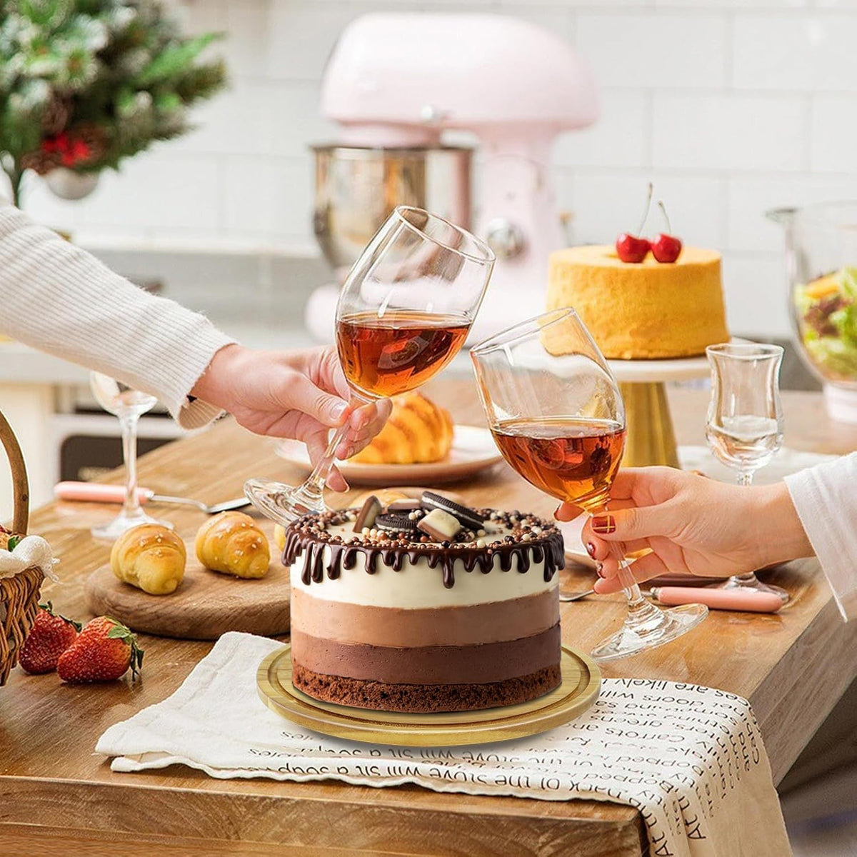 cutesun Wood Cake Stand with Lid, 12in Acacia Wood Cake Plate with Cover, Wooden Cake Display Stand with Acrylic Dome, Cake Holder Tray for Wedding Gift，Kitchen,Birthday,Parties,Baking Gifts
