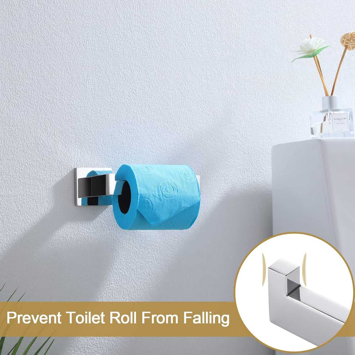 KOKOSIRI Toilet Paper Holder Chrome Toilet Roll Holder for Bathroom Kitchen Washroom T-304 Polished Stainless Steel Wall Mounted, 2 Pack, B2003CH-P2