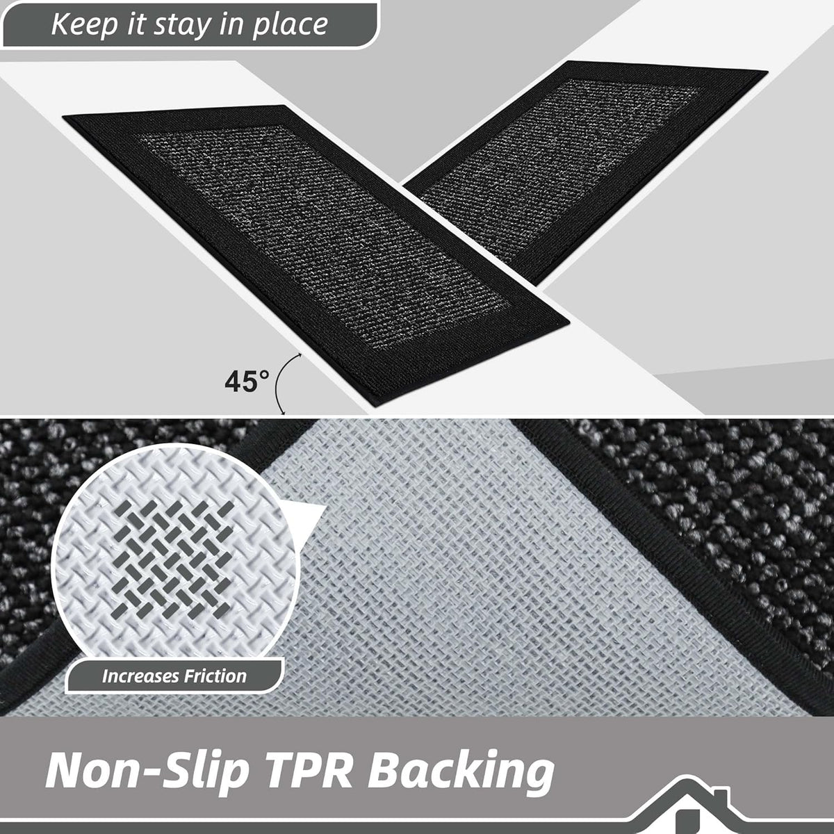 BEQHAUSE Indoor Door Mat 32" x 48", Dirt Trapper Door Mats Non-Slip Entryway Rugs Washable, Resist Dirt Absorbent Welcome Mat, Low Profile Floor Mats for Front Back Door and Entryway, Black