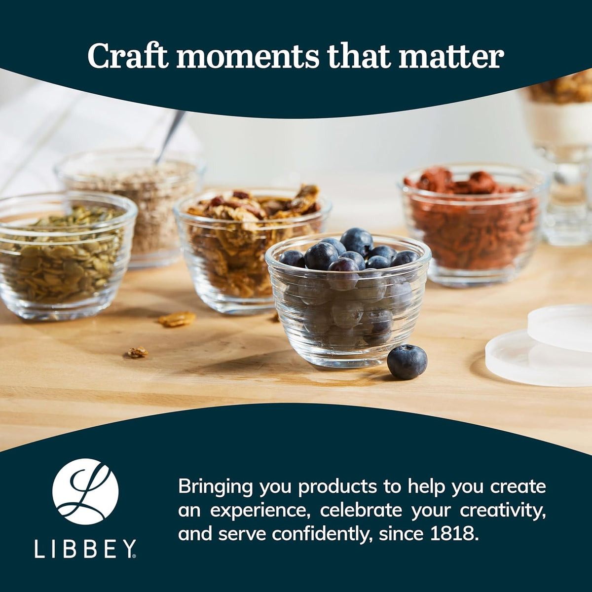 Libbey Small Glass Bowls, Glass Containers with Lids Set of 8 to Keep Leftovers Fresh, Meal Prepping and More, Dishwasher Safe Bowl Set