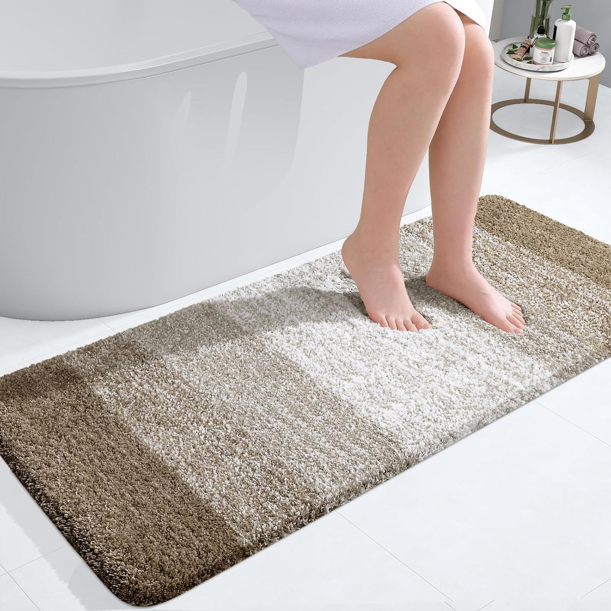 OLANLY Bathroom Runner Rugs 47x20, Extra Soft Absorbent Microfiber Bath Rugs, Rubber Backing, Quick Dry, Machine Washable Bath Mats for Bathroom Floor, Tub and Shower, Home Decor Accessories, Coffee