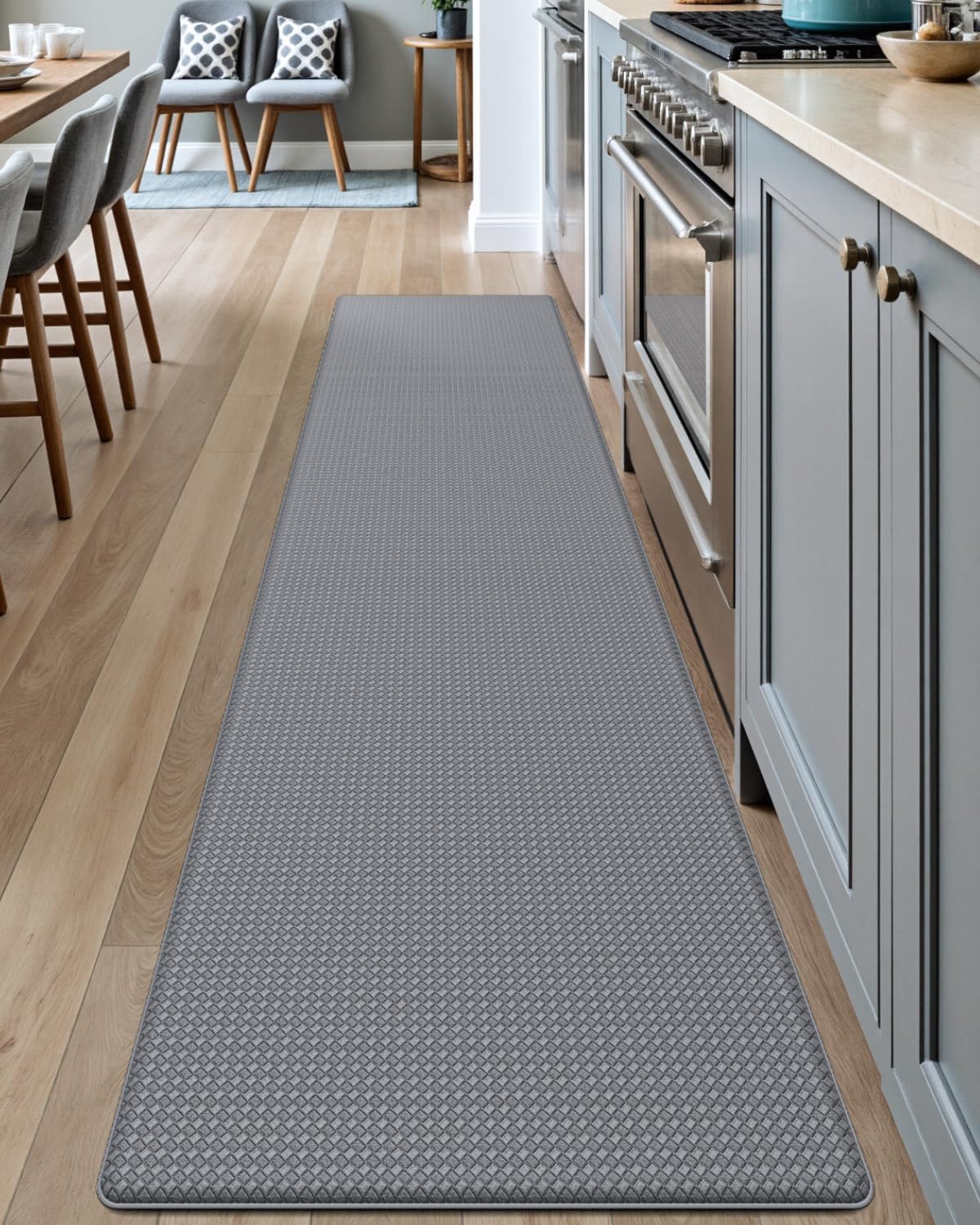 DEXI Kitchen Floor Mats Cushioned Anti Fatigue,17x79,Long Standing Runner Rug Waterproof, Comfort Memory Foam Padded for Front Sink Laundry, Grey