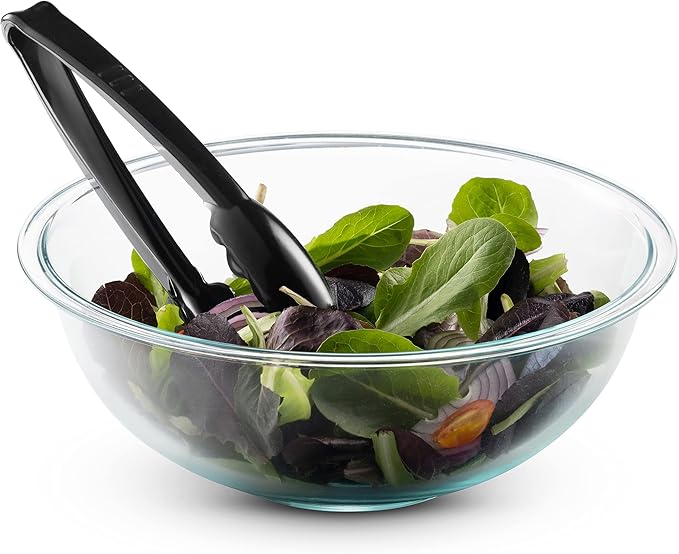 Plastic Tongs for Serving (Pack of 12) 9 Inch - Heavy-Duty Hard Plastic Reusable or Disposable Serving Tongs for Catering, Dinner Parties, Banquets, Buffets, Events, Weddings and Everyday Use, Black