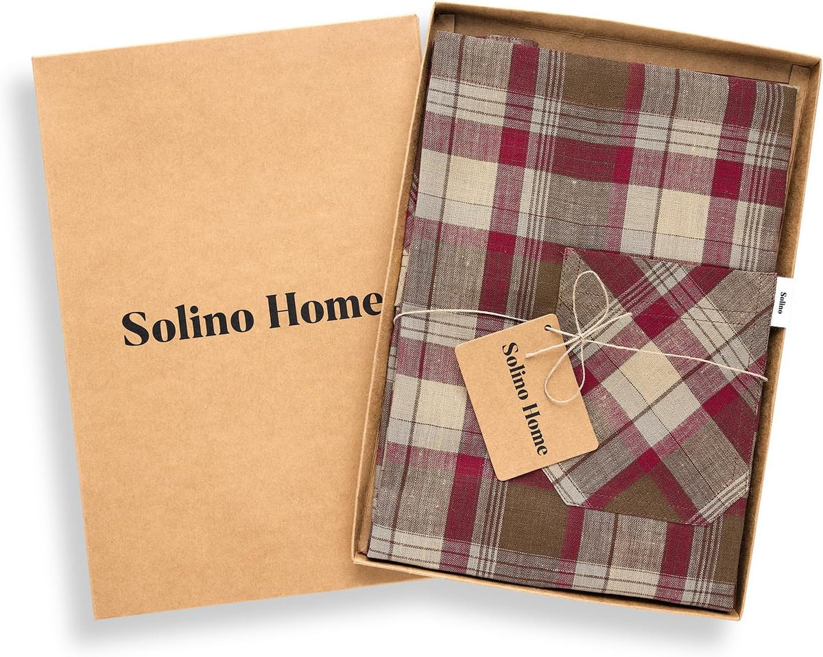 Solino Home Linen Bib Apron for Men & Women - Rustic Multicolor Kitchen Apron with Front Pockets - Handcrafted from European Flax