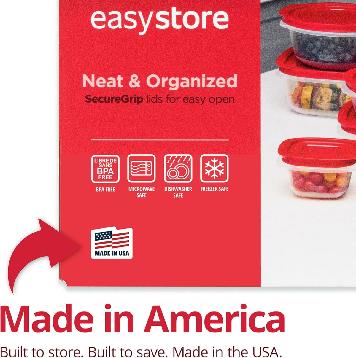 Rubbermaid EasyStore Containers, 44-Piece Set, Food Storage Containers, Food Storage Containers with Lids