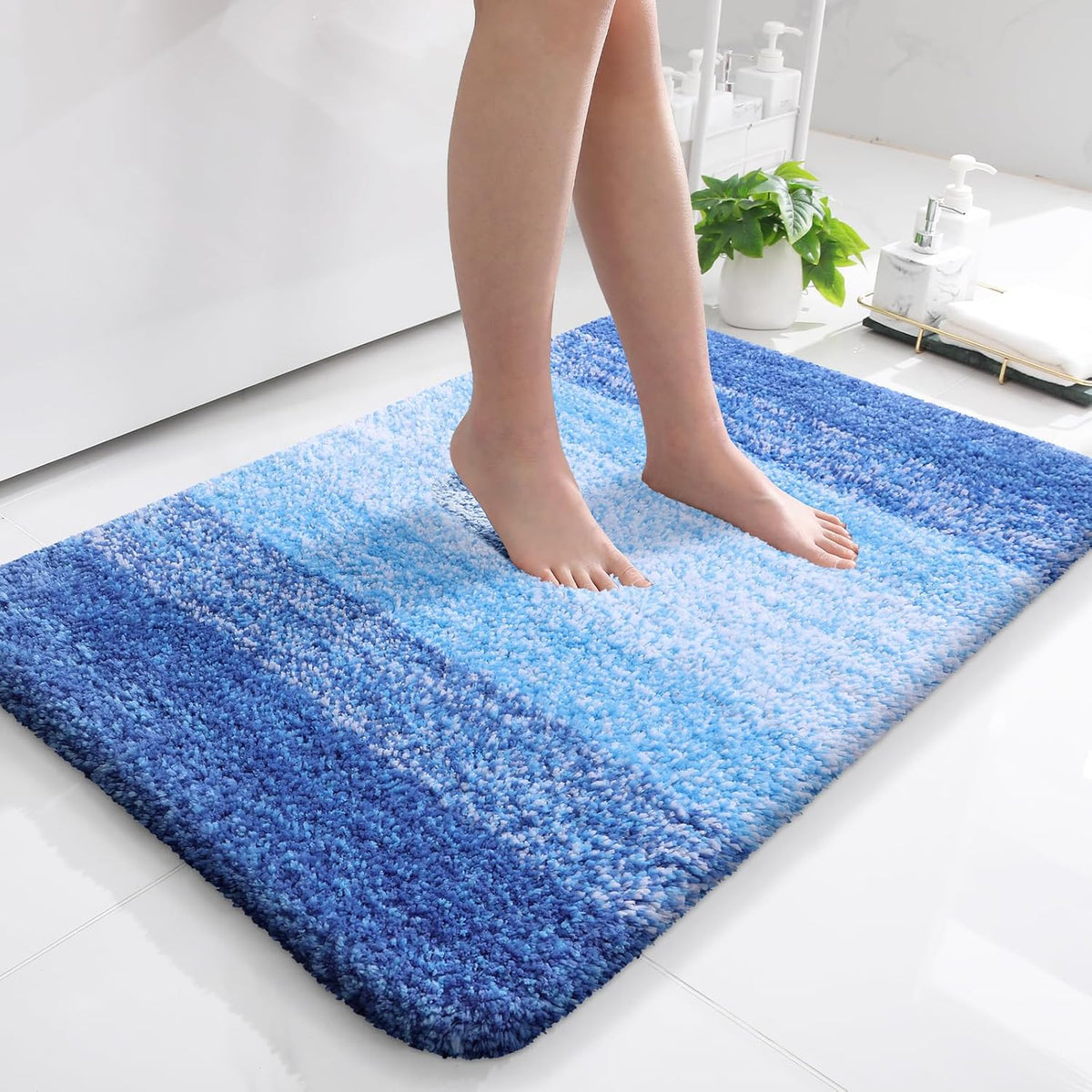 OLANLY Bathroom Rugs Mat 36x24, Extra Soft Absorbent Microfiber Bath Rugs, Rubber Backing, Quick Dry, Washable Bath Mats for Bathroom Floor, Tub and Shower, Home Decor Accessories, Light Royal Blue