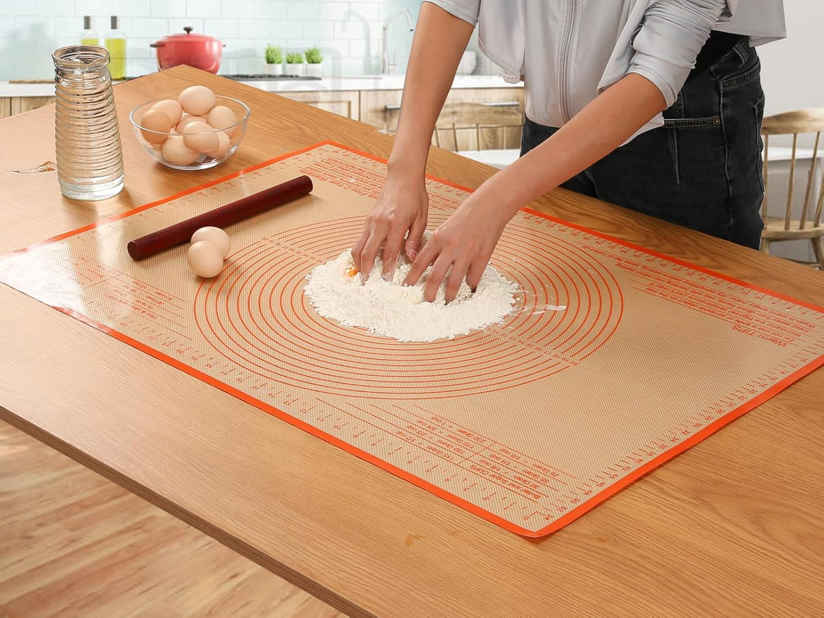 Non-slip Silicone Pastry Mat 34x26 Inch - Nonstick Baking Mat with Measurements, Perfect for Doug, Pastry, Pie Crust, Fondant, Pasta, Pizza Mats