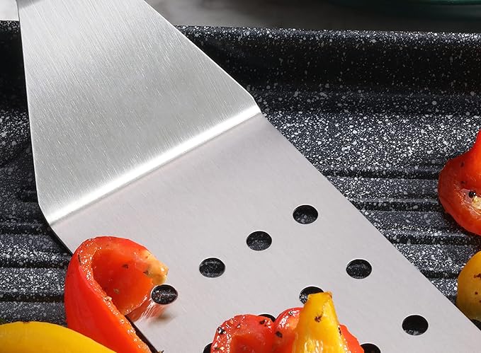 New Star Foodservice 36176 Plastic Handle Flexible Grill Turner/Spatula, 14.5-Inch, Perforated, White
