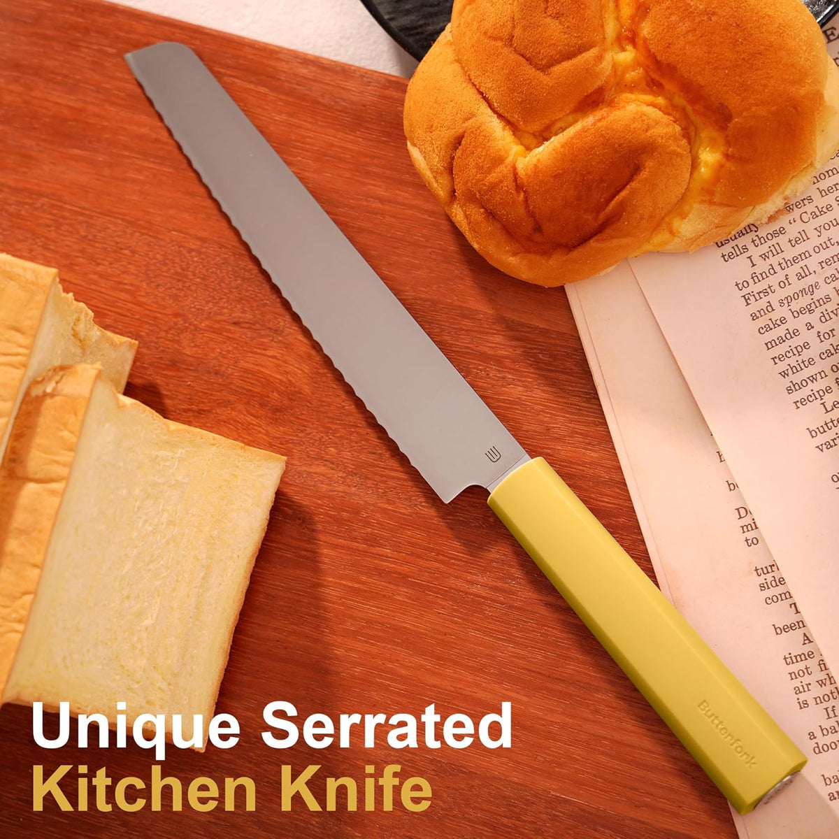 7.5" Serrated Bread Knife for Homemade Bread, AR-RPM9 Steel & Innovative Wavy Edge, Professional Serrated Knife for Sourdough Bread Cake, Gift for Baker Home Chefs