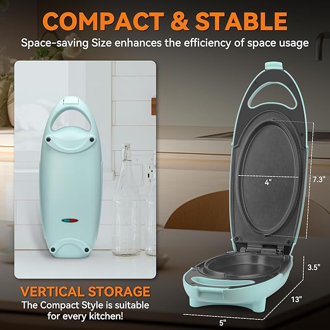 Baker’s Friend Omelette Maker Electric, Omelette Pan Nonstick, Frittata Pan & Egg Pan, Double Sided Pan for Breakfast, Individual Flip Omelette Makers Electric, Aqua