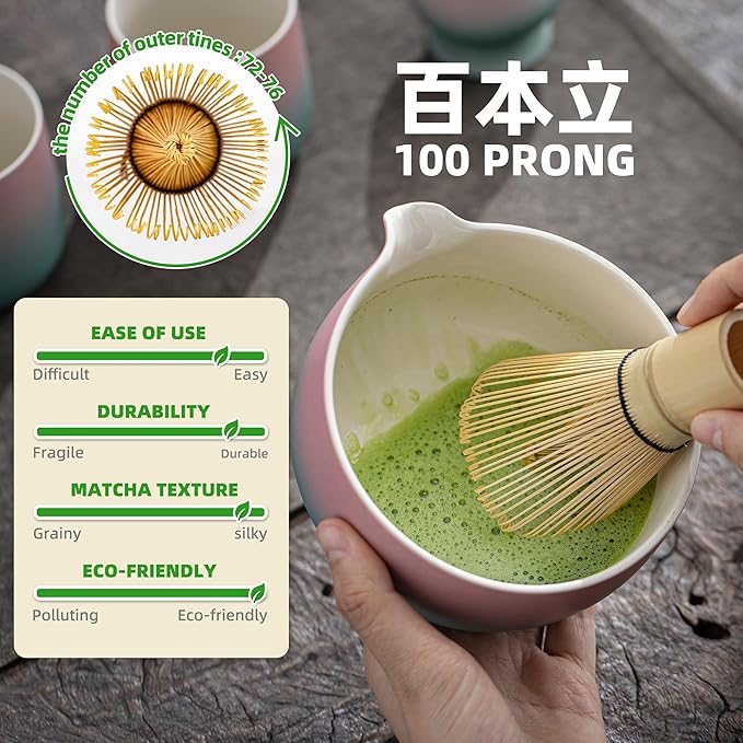 TEANAGOO Matcha Whisk Set Pink,Ceremony Matcha Set Kit Grident Pink,Matcha Tea Set for Making Breakfast/Latte,7 Pcs Matcha Whisk Set and Bowl with All Accessories,Gift for Family/Friend