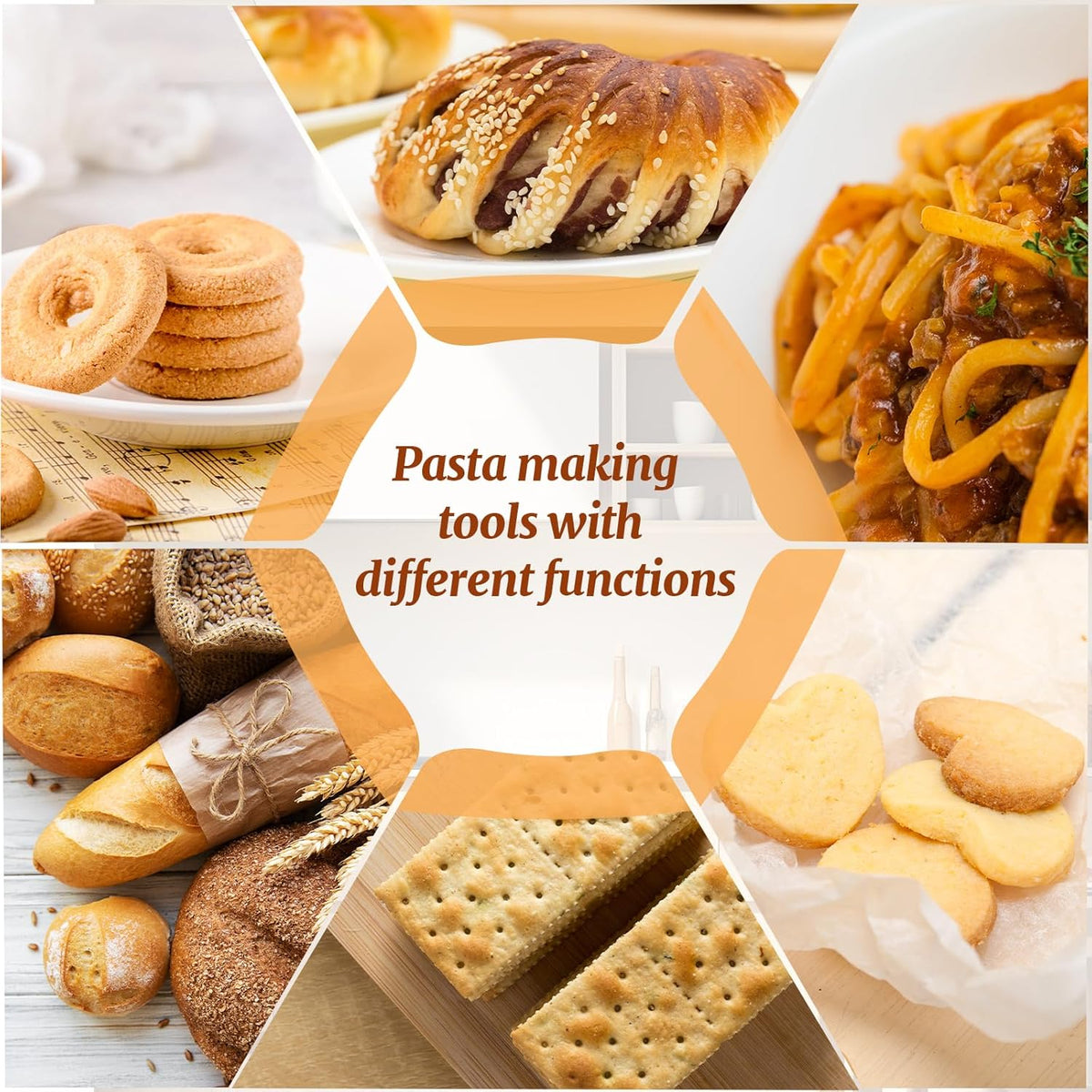 11 PCS Pasta Making Tool, Ravioli Maker Cutter Stamp Set, 1 Pasta Cutter Wheel with 1 Dough Roller, 1 Wood Gnocchi Board with 1 Ravioli Rolling Pin, Pasta Maker Tools for Lasagna, Pierogi