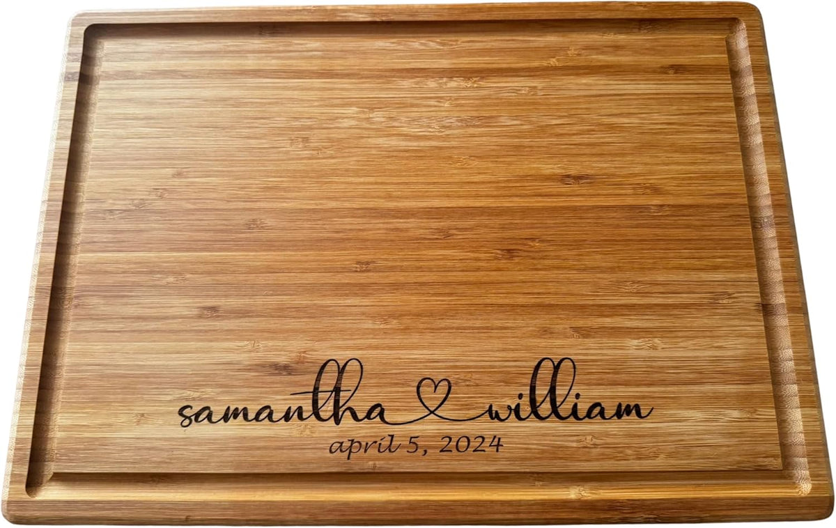 Handmade Personalized Cutting Board - Unique Christmas, Wedding, New Home, and Bridal Shower Gifts - Christmas Gifts - Engraved Charcuterie Boards - Bamboo Cheese Board