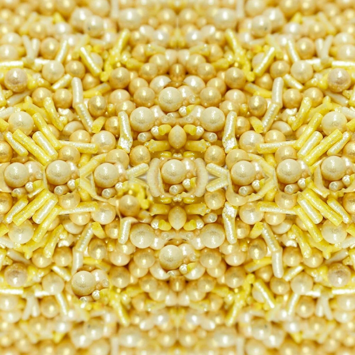 Confect Gold Pearl & Rod Sprinkles Mix – Metallic Edible Pearlized Sugar Balls for Cake Decorating, Cupcakes & Desserts | Vegan, Gluten-Free, Nut-Free, Soy-Free, Dairy-Free, Palm Oil-Free- 4.2 Oz