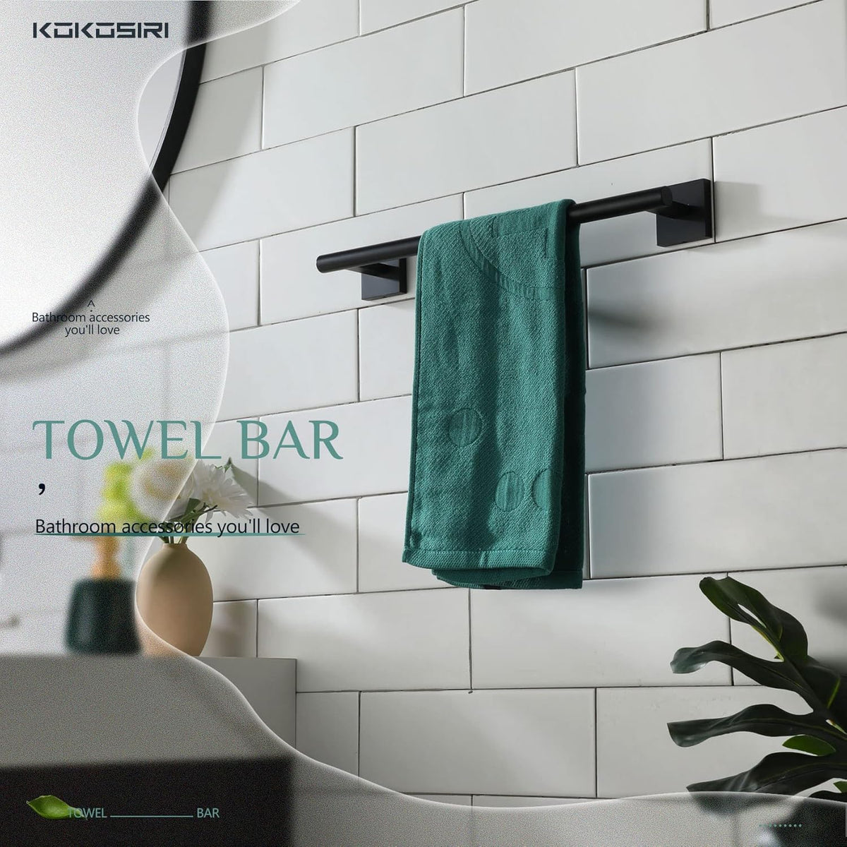 KOKOSIRI Bathroom Towel Bars 16 Inch Towel Rail Matte Black 40CM Hand Towel Holder for Bath Kitchen Wall Stainless Steel B4005BK-L16