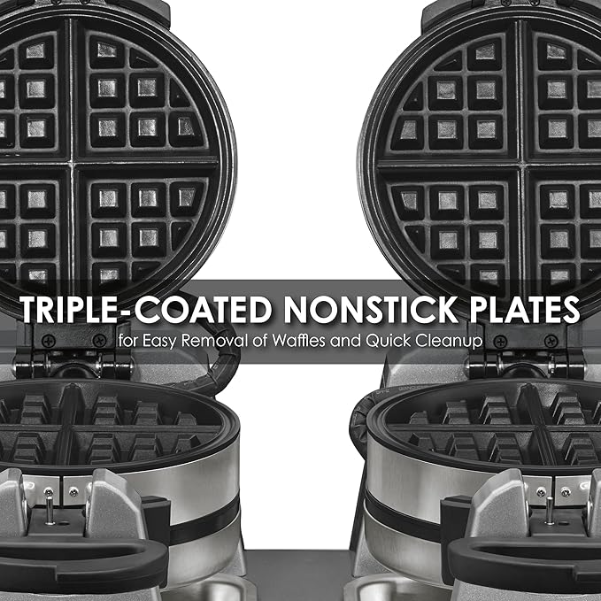 Waring Commercial WW300BX Double Side by Side Belgian Waffle Maker, Coated Non Stick Cooking Plates, Produces 75 Waffles Per Hour,208V, 2700W, 6-15 Phase Plug