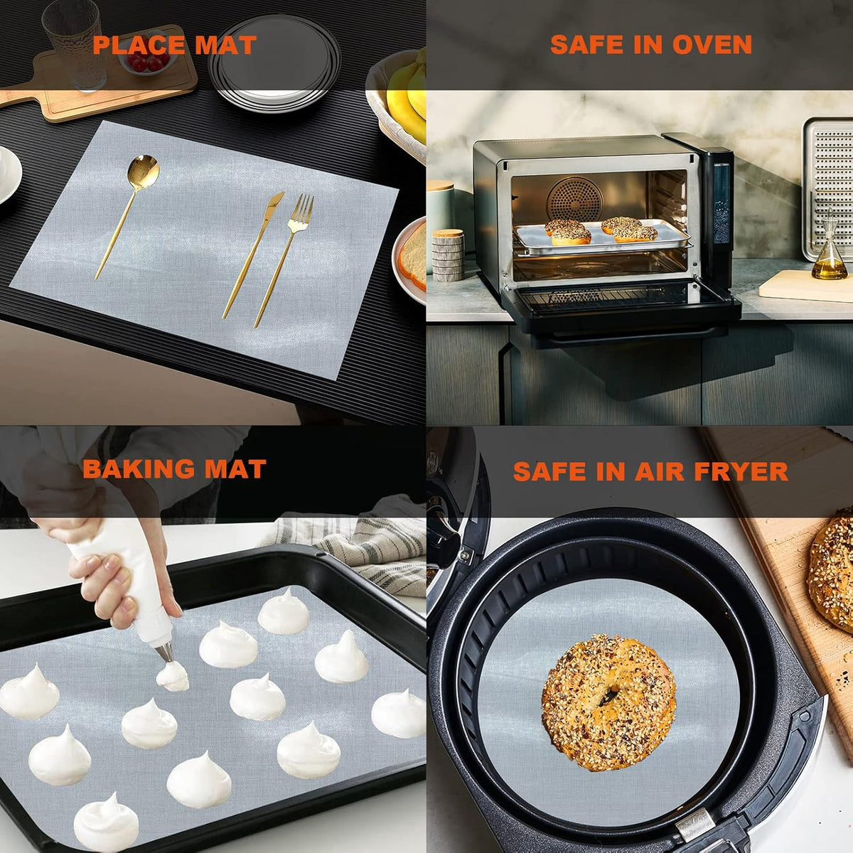 Silicone Baking Mat Roll, Cut to Size Silicone Mat, Non-slip Silicone Pastry Mat, Non-Stick Reusable Air Fryer Liner, Counter Mat, Oven Liner, Freeze Dryer Mat - 12IN x 8FT
