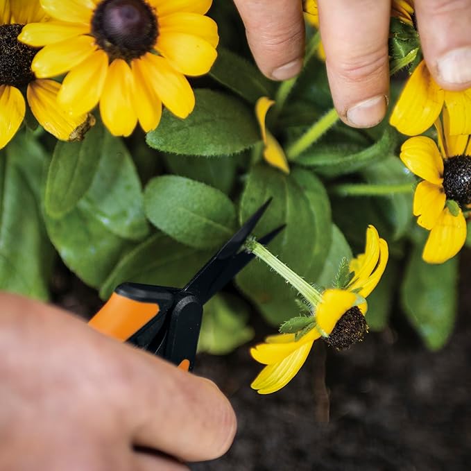 Fiskars Pruning Snips - 6" Garden Shears with Comfort Grip and Spring Action - Sharp and Precise Non-Stick Steel Blades - Quality Pruning Shears for Plants in Grow Tents and Hydroponics - 2 Pack