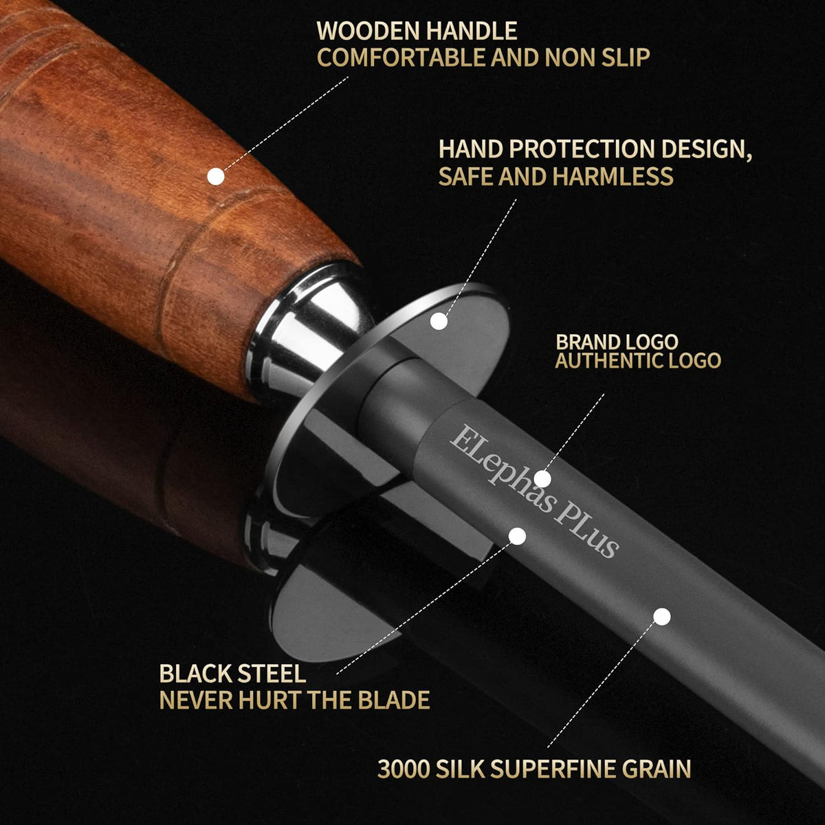 honing steel knife sharpener ，Wooden Handle knife sharpener rod,12 Inch Knife Sharpening Steel Honing Rod（mahogany）