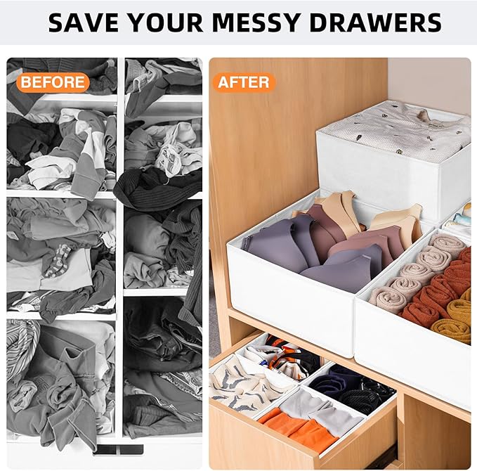 【FAMILY PACK】Drawer Organizer Clothes, 20 Pack Dresser Organizer Bins for Baby Clothes - Underwear Bra Sock Organizer - Fabric Closet Organization and Storage Dividers for Nursery Bedroom Dorm