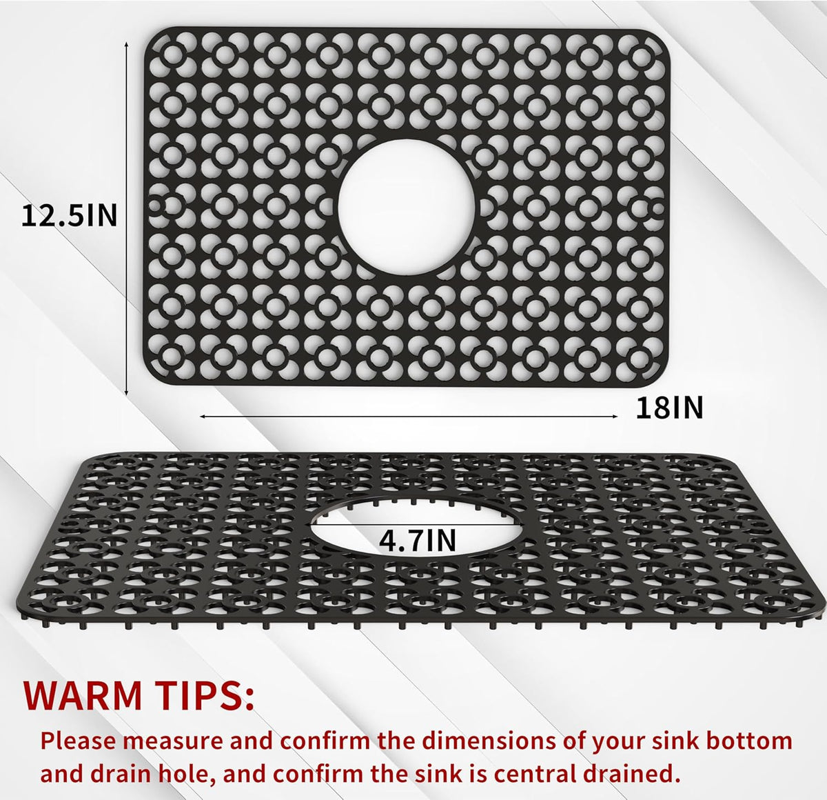 WAFT YEARN Sink Mats Sink Protectors Dish Racks Dishwasher Safe Grid Mats for Kitchen Sink Silicone Protect Sink from Stains Damage Scratches Non Slip Heat Resistant Rust Resistant 18"X12.5" Black