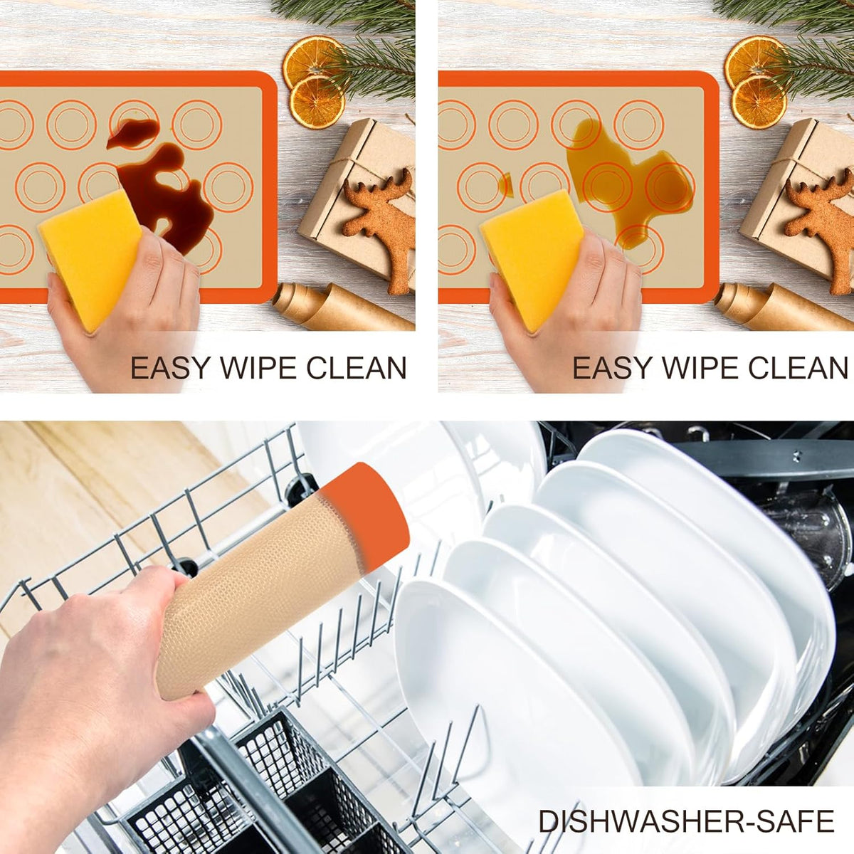 Silicone Baking Mat Set, Reusable Baking Mat, Non-Stick, Food Safe Silicone Mats for Baking, Oven Baking Sheet for Making Cookies, Macaroons, Bread