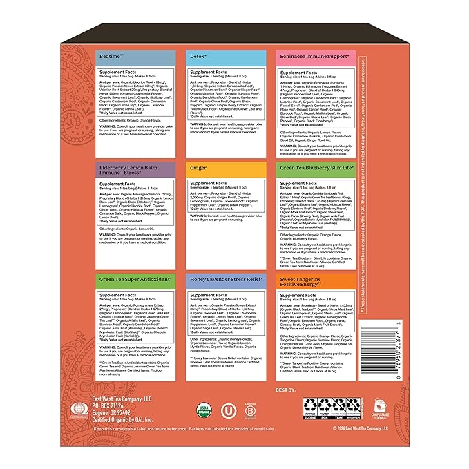 Yogi Organic Tea Sampler Gift Box (45 Tea Bags) Assorted Delicious Wellness Blends - 9 Favorite Herbal, Green & Black Varieties