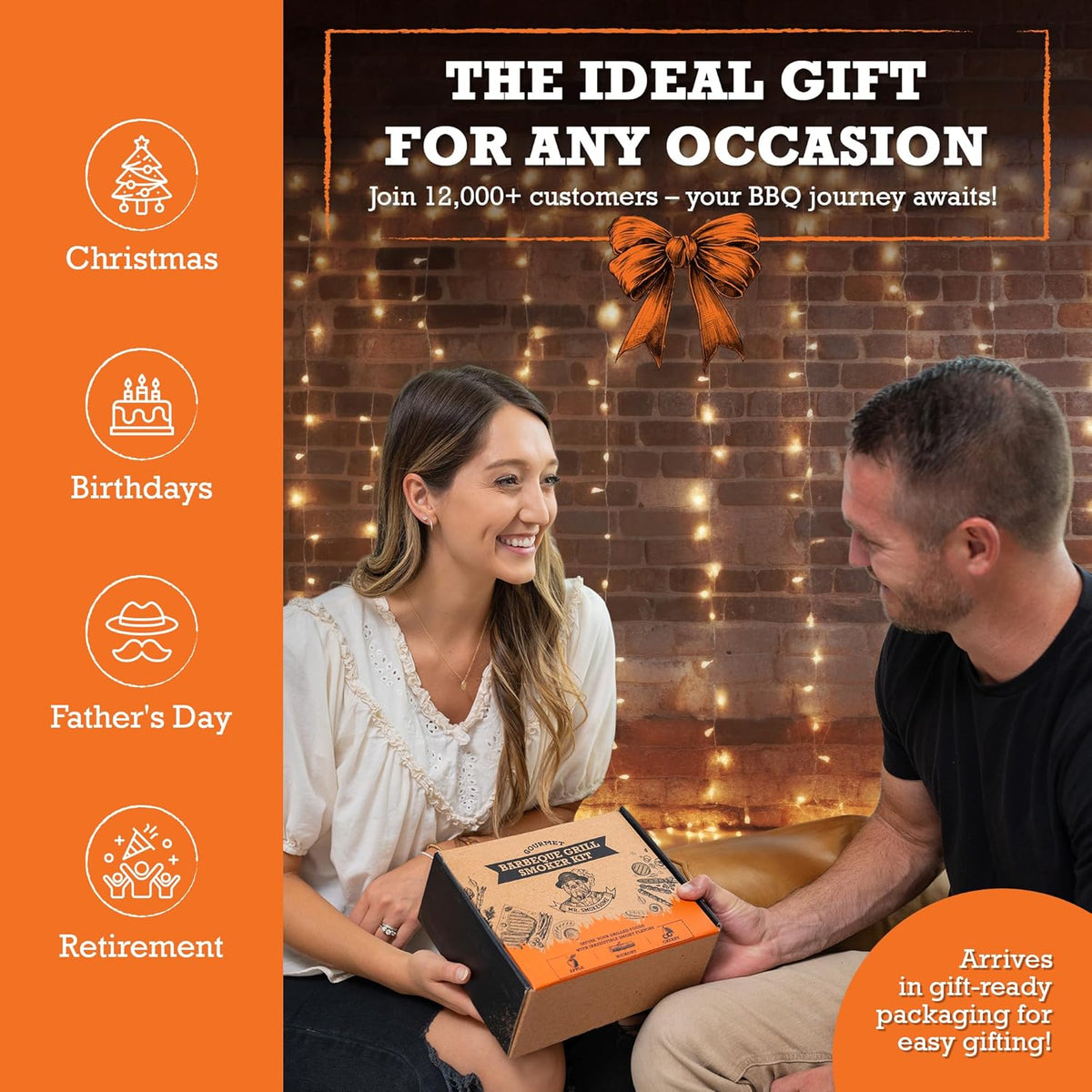 Wood Smoked BBQ Grill Set | 12 Pcs Grill Kit | Smoker Box BBQ Gifts for Men | Smoked Meat Accessories & Grilling Gifts for Men | Unique Barbecue Gifts for Smoker Grill Enthusiasts | BBQ Accessories
