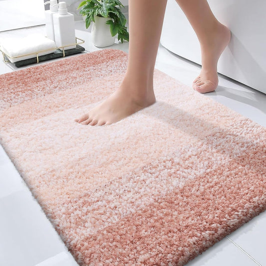 OLANLY Bathroom Rugs Mat 30x20, Extra Soft Absorbent Microfiber Bath Rugs, Rubber Backing, Quick Dry, Machine Washable Bath Mats for Bathroom Floor, Tub and Shower, Home Decor Accessories, Peach