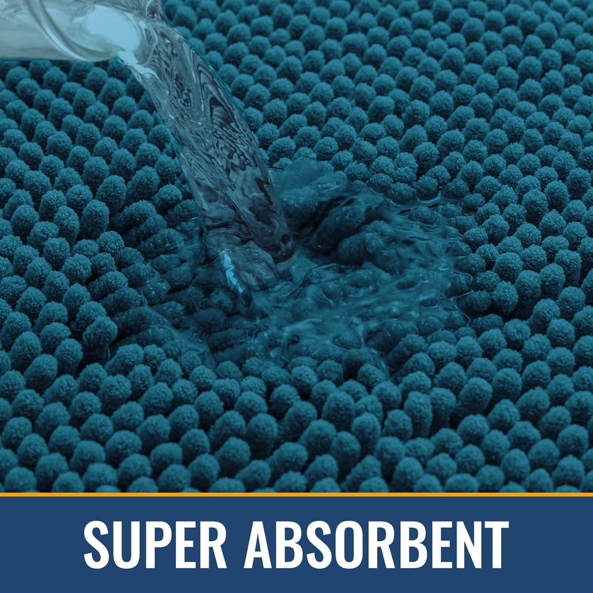Arotive Bathroom Rugs 30x20, Extra Soft Absorbent Shaggy Chenille Bath Rugs, Machine Washable Rubber Backing Non-Slip Bath Mats for Bathroom Floor Tub and Shower, Home Decor Accessories, Peacock Blue