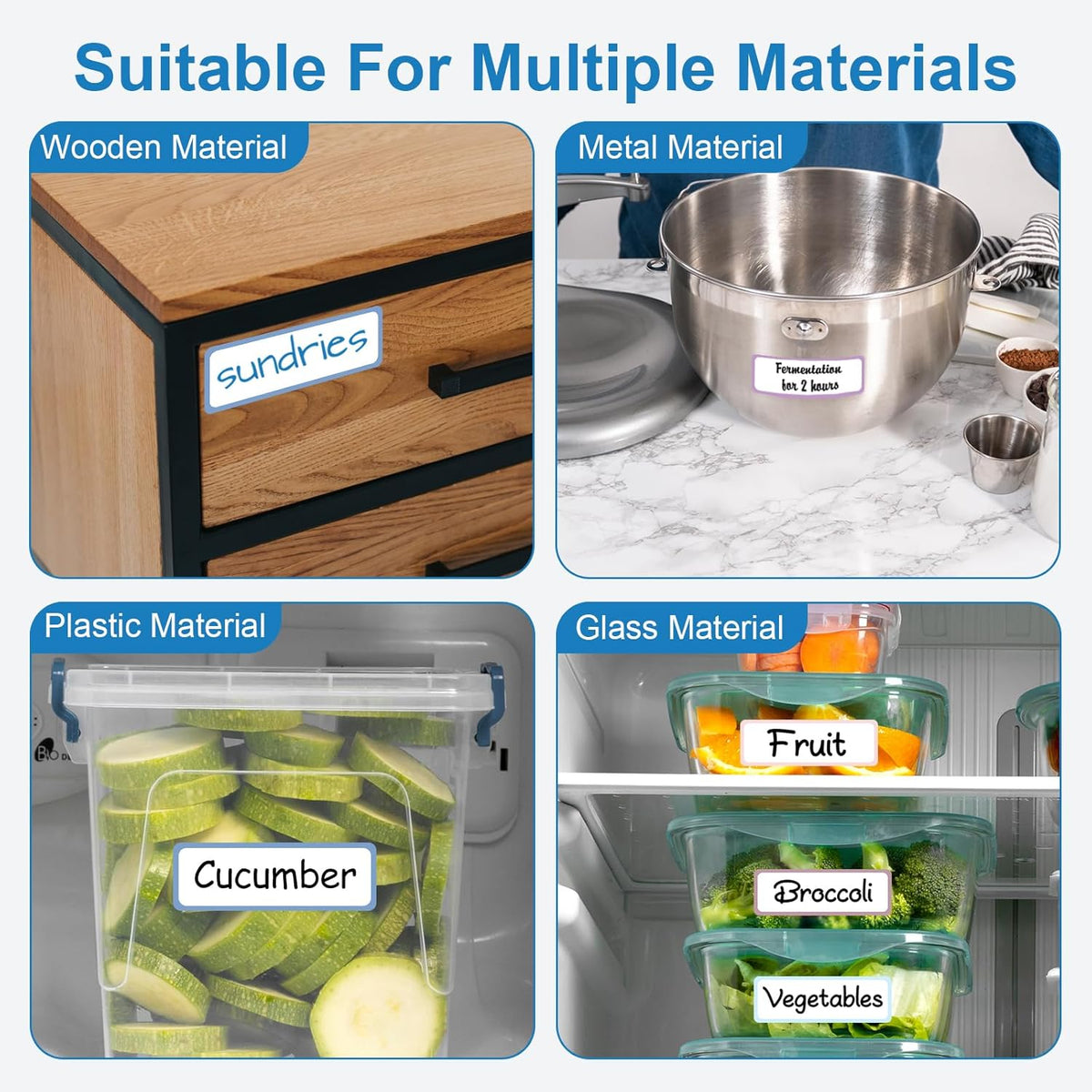 1000Pcs Removable Food Labels, Colored Freezer Labels Stickers Waterproof Oil for Food Containers, Classroom, Storage (10 Colors)