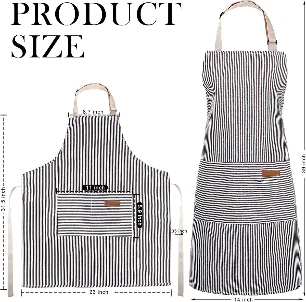JaGely 8 Pcs Kitchen Cooking Aprons Adjustable Bib Aprons Chef Apron Kitchen Apron with Pockets for Women and Men, Chef, Kitchen, BBQ, Garden, Baking
