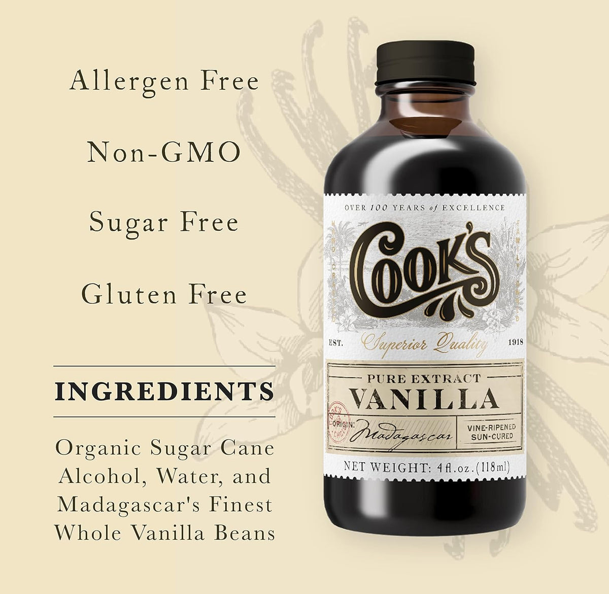 Cook's, Choice Premium Quality Pure Vanilla Extract, 4 oz