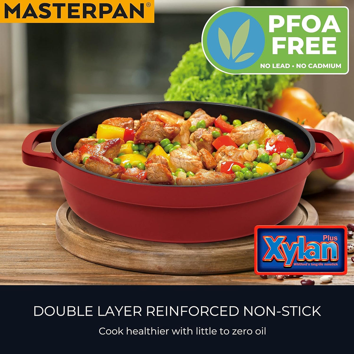 7 Quart Non-Stick Cast Aluminum Dutch Oven Casserole Stockpot 11", Black