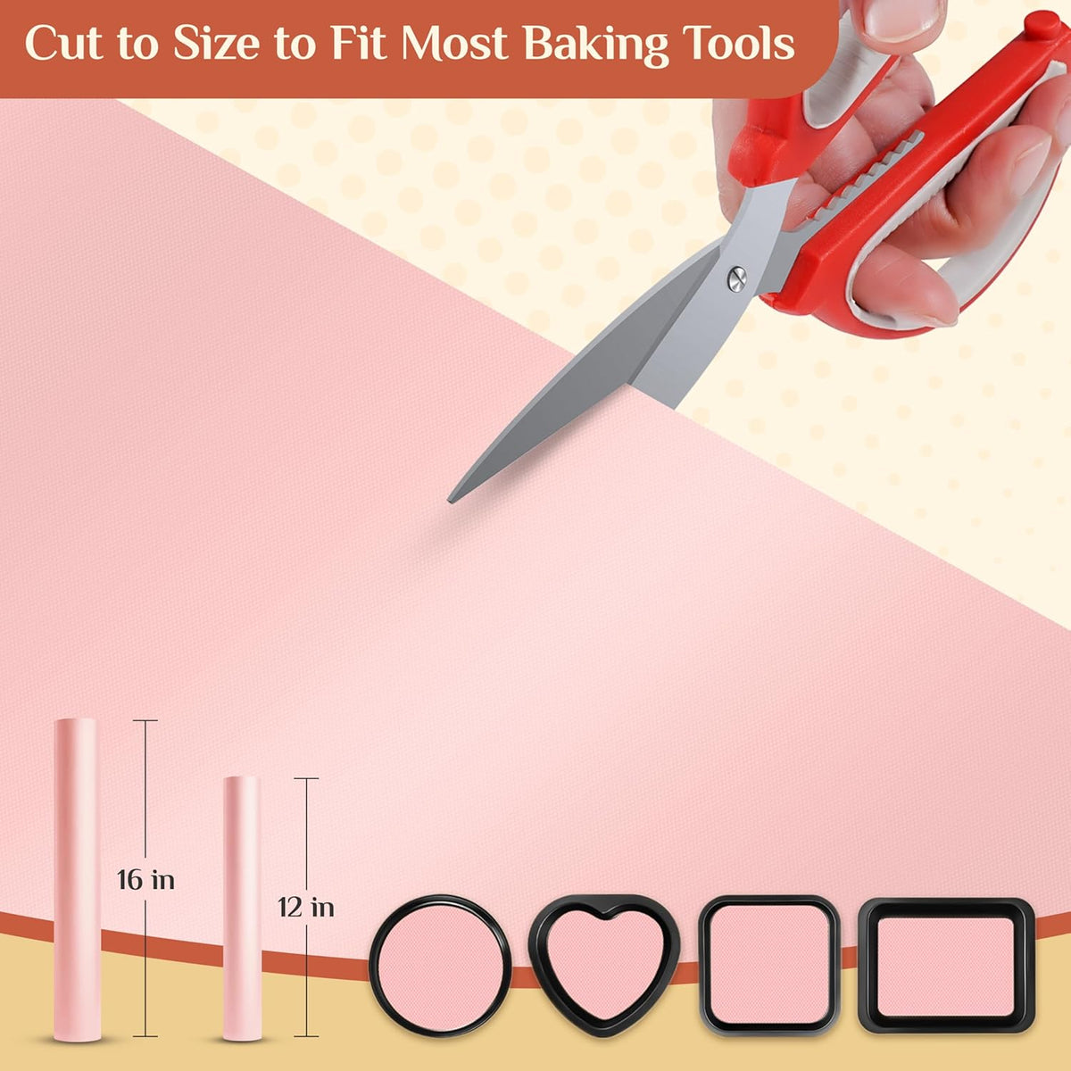 Silicone Baking Mat, 12 IN x 6 FT Free Cutting Baking Sheet, Non-Stick Reusable Dough & Pastry Mat, Non-Slip Silicone Mat Roll for Air Fryer Liner, Freeze Dryer, Oven Baking Pan, Kitchen Counter