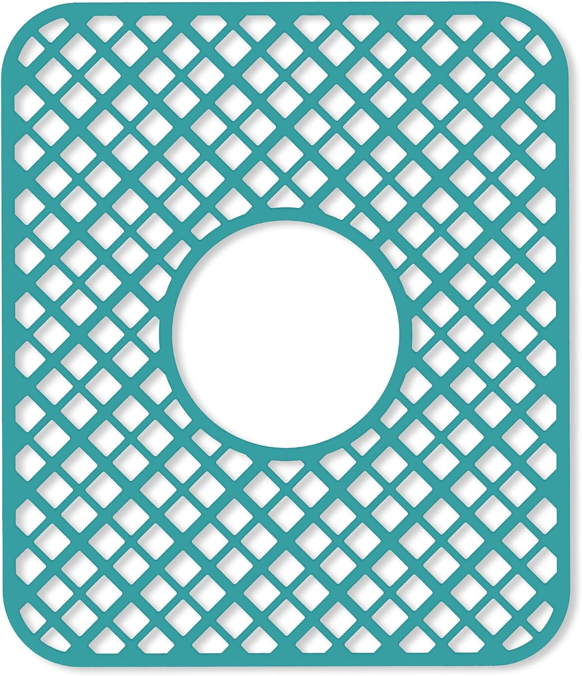 2 Pack Silicone Sink Protector for Kitchen Sink, Lozenge Pattern 13 x 11 inches Sink Grid Mat Silicone Protectors, Center Drain, Green