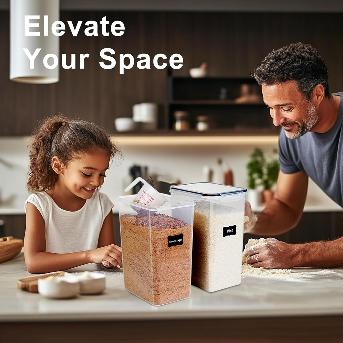 2 PC Flour Sugar Storage Containers (8.5L | 287 Oz) Extra Large Food Storage Containers with Lids - Airtight Leakproof BPA FREE Flour Container for Rice, Cereal, Sugar