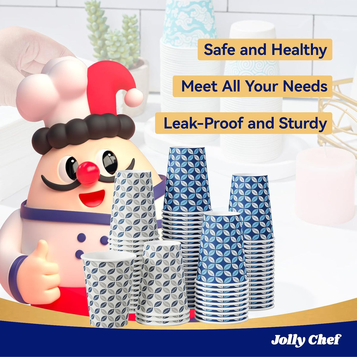 JOLLY CHEF 12 oz 1000 Pack Disposable Coffee Cups, Hot Paper Coffee Cups, Ideal for Home, Office, Cafe, and Outdoor Activities