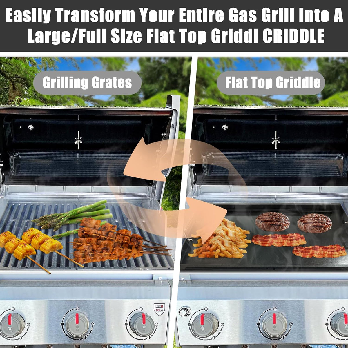 SafBbcue Full Size Griddle Inserts for Home Depot Nexgrill 720-0830H 720-0888 720-0783E Flat Top Griddle for Nexgrill Replacement Parts 720-0830 720-0958 720-0670A 720-0830D, Carbon Steel
