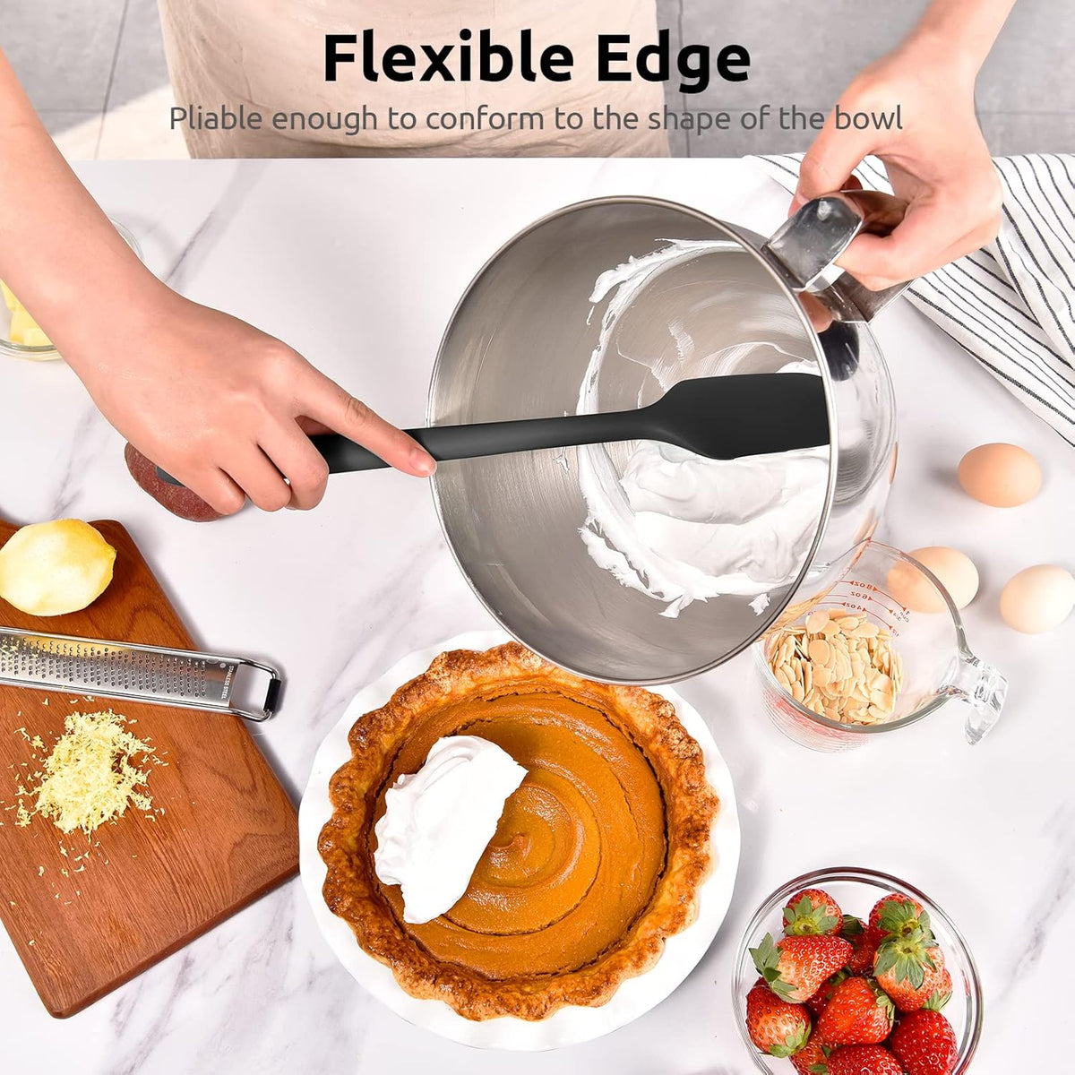 14in Extra Large Silicone Spatula: U-Taste 600ºF Heat Resistant Flexible Silicon Mixing Stirring Cooking Scraping Baking Bowl Scraper Seamless Spreader for Kitchen Nonstick Cookware (Black)