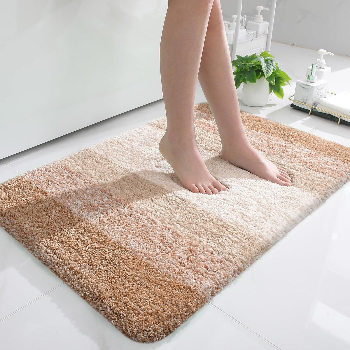 OLANLY Bathroom Rugs Mat 36x24, Extra Soft Absorbent Microfiber Bath Rugs, Rubber Backing, Quick Dry, Machine Washable Bath Mats for Bathroom Floor, Tub and Shower, Home Decor Accessories, Beige