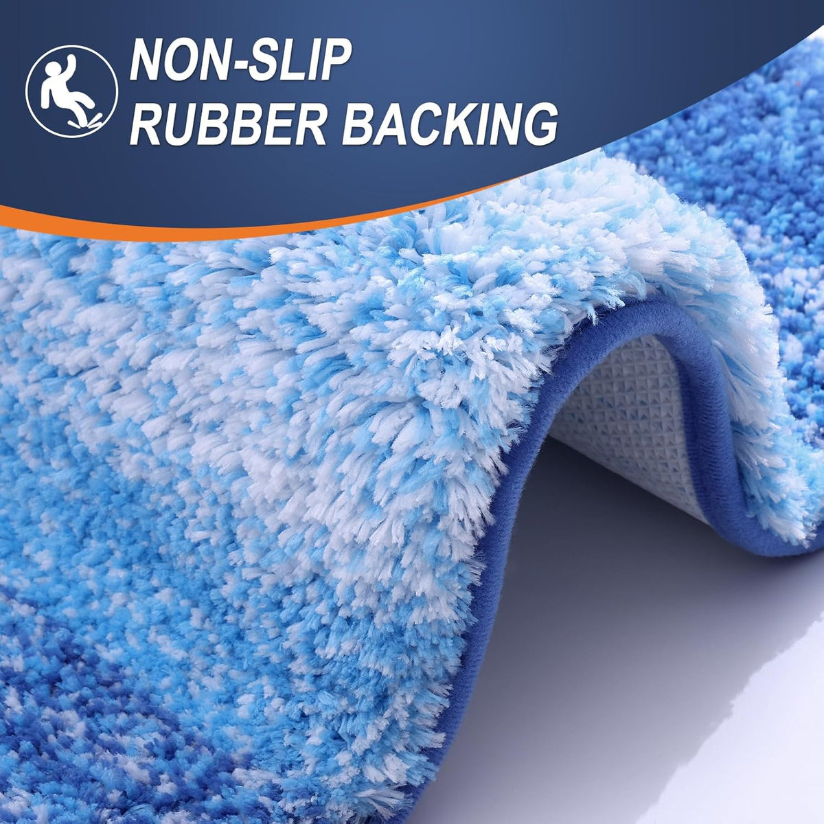 OLANLY Bathroom Runner Rugs 47x20, Extra Soft Absorbent Microfiber Bath Rugs, Rubber Backing, Quick Dry, Washable Bath Mats for Bathroom Floor, Tub and Shower, Home Decor Accessories, Light Royal Blue